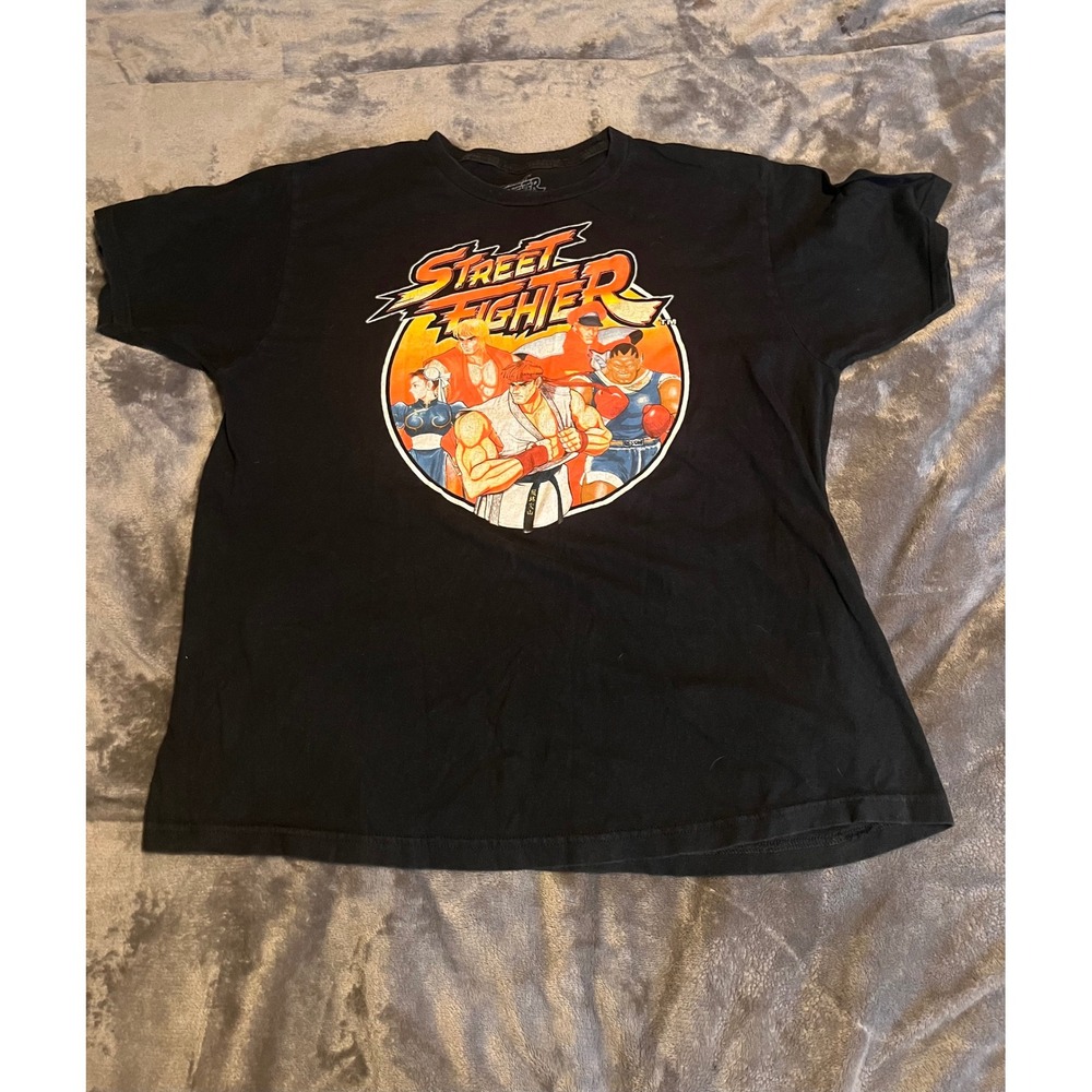 Street Fighter Capcom Graphic T-Shirt Mens Large Black Ryu Ken Chun-Li Honda